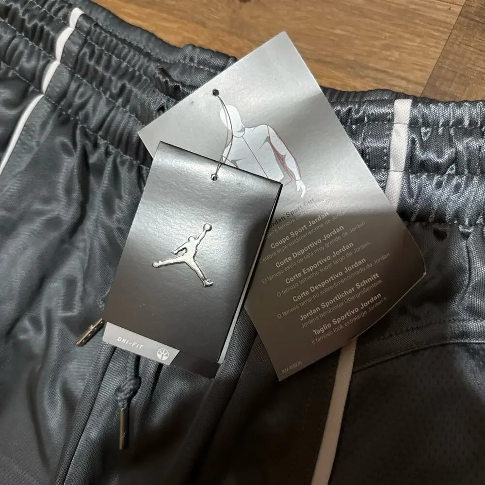 2010 Jordan Dri-Fit Grey White Silky Dazzle Shiny Basketball 395417-065 Shorts